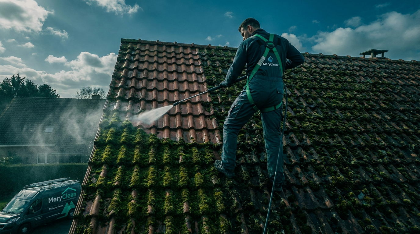 Nettoyage et démoussage de toiture à Lyon Est par Mery'clean